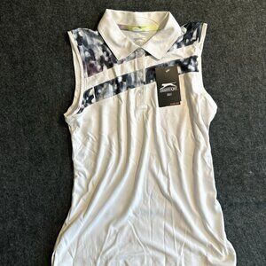 NWT Slazenger Womens Missy Excursion White Sleeveless Polo Golf Shirt XS XSmall
